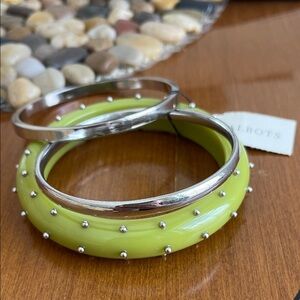 NWT Talbots Green and Silver Studded Bangle Set
